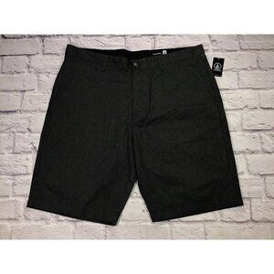 Volcom Mens Size 38 Charcoal Grey Stretch Chino Flat Front Shorts